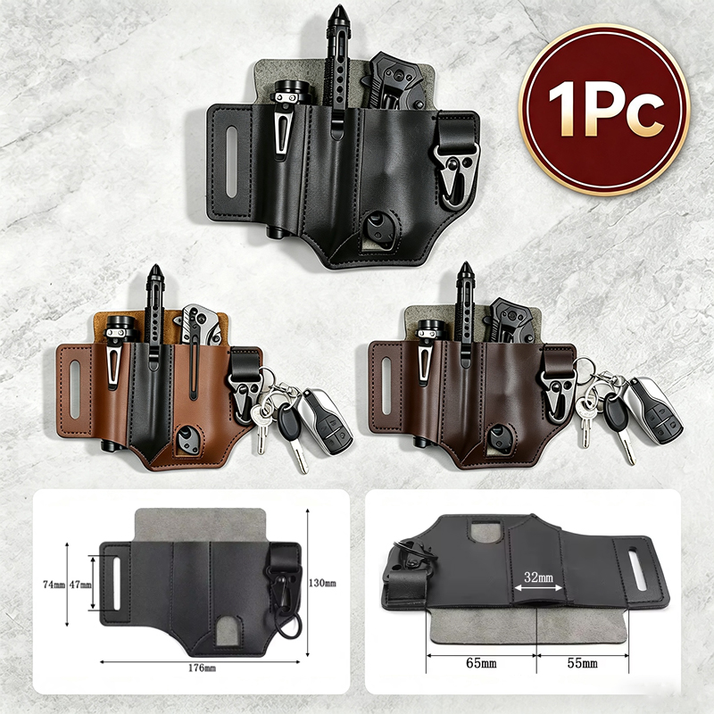 Edc Carry Pocket Pouch - Cabide de cintura de couro portátil