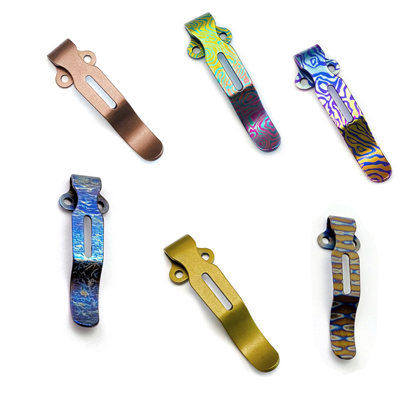 Edc Carry Pocket Knife - Custom Flame Pattern Titanium Knife, Deep