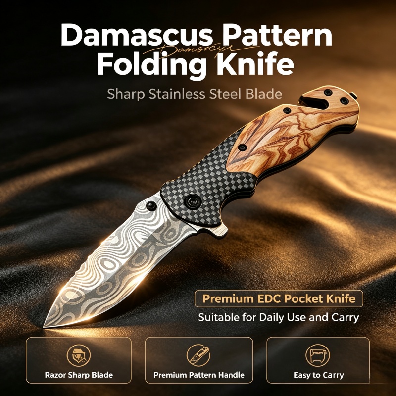 Faca Dobrável com Padrão Damas - Edc Carry Pocket Knife avaliação e preço